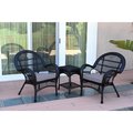 Jeco W00211-2-CES033 Santa Maria Black Wicker Chair Set, Steel Blue Cushions - 3 Piece W00211_2-CES033